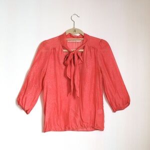 Twelfth Street by Cynthia Vincent Coral Sheer Silk Top Small